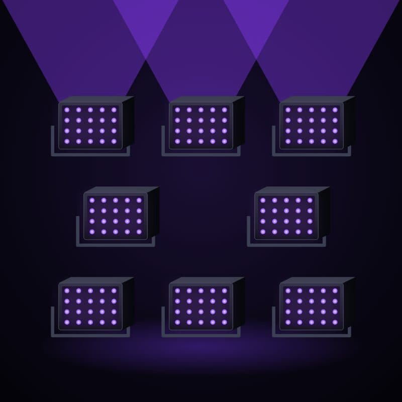 Illustration : projecteurs de lumière noire UV du pack gymnase